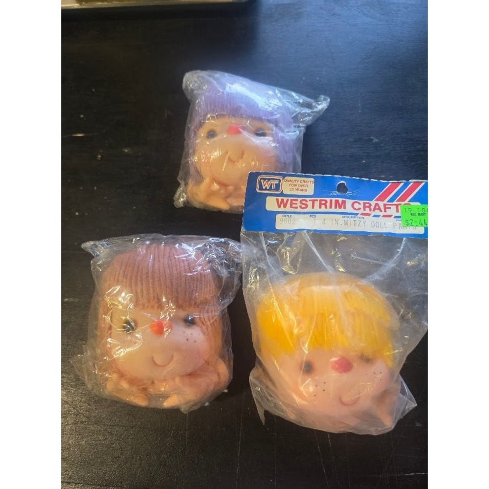 Westrim Crafts Mitzy Doll Parts 4 Inch Vinyl Heads Hands Lot of 3 Vintage 9502